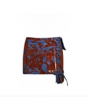 Maison sél Denim Flocked Mini Skirt – - Red
