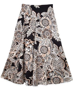 Profile Nyc Floral Printed Slip Skirt - Grey