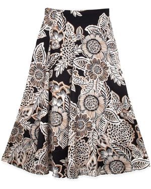 Profile Nyc Floral Printed Slip Skirt - Gray
