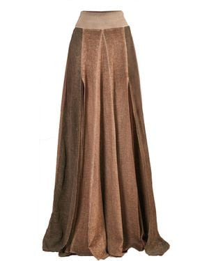 Zhenabia Zhe Skirt Boho High Slit Maxi Skirt - Brown
