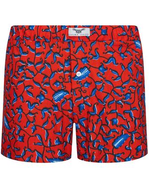 Ohema Ohene Cotton African Print Boxer Shorts- Floral - Red