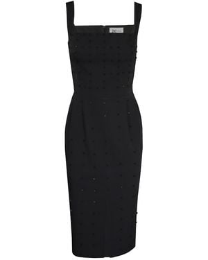 2KStyle Celine Crystal Hand-Embellished Split Pencil Midi Dress - Black