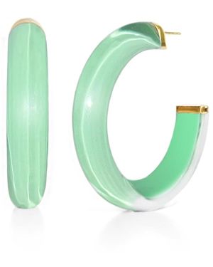 Gold & Honey Medium Illusion Hoops - Green