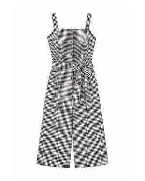 Yumi' Gingham Button Through Jumpsuit - Grey