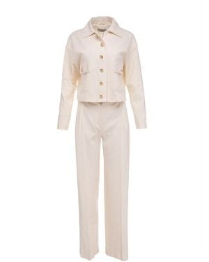 Fame Neutrals Straight Linen Trousers - White
