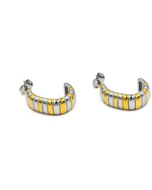 Superdivajewellery Cara Mixed Metal Stud Drop Earrings - Metallic