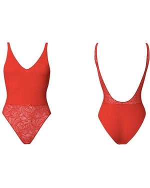 Bott Lingerie Soft Lace Bodysuit La First - Red