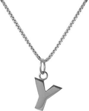 Edge Only Letter Pendant "Y" Initial Necklace Sterling - Metallic
