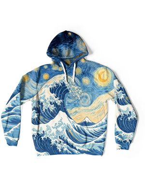 Aloha From Deer Starry Wave Oversize Hoodie - Blue