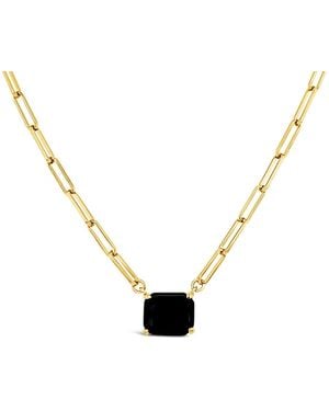 Lutiro Paperclip Chain With Coloured Stone Onyx - Metallic
