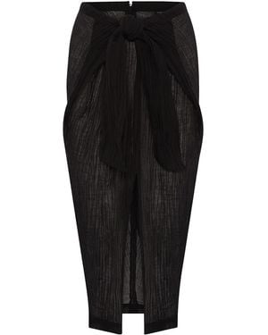 The Summer Edit Amy Crinkle Linen Skirt - Black