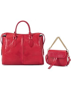 Mkf Collection - J'omor Yareli Tote Bag With Mini Bag- Two-Piece Set - Red