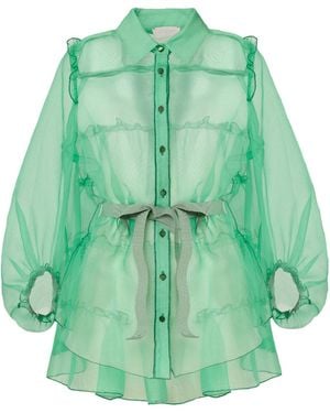 Georgette Emerald Veil Blouse - Green
