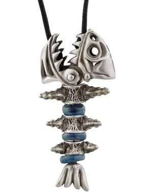 Snake Bones Piranha Skeleton Pendant - Black