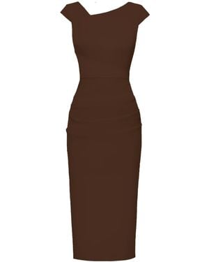 ALINA CERNĂTESCU Akaani Bodycon Midi Office Dress With Draped Detailing - Brown