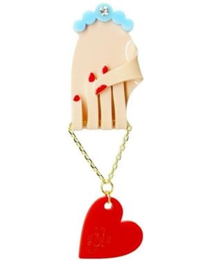 Gissa Bicalho Handmade Acrylic Brooch Hands And Heart Mini - White