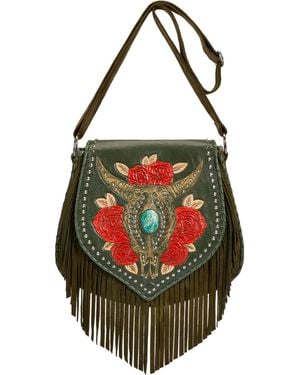 Jodi Lee Akaroa Feather Rose Bag Antique - Green