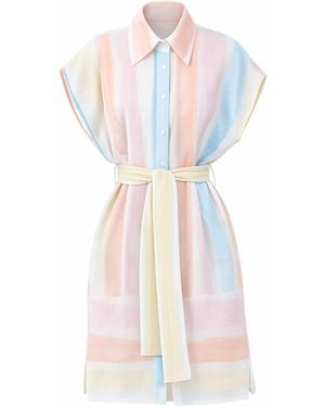 LOVEIST STORE Almeria Linen Blend Belted Shirt Dress - Multicolour