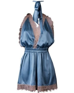 Noblesse Oblige Duck Egg Lace Romper - Blue