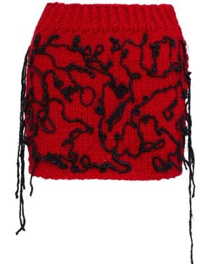 Sarah Regensburger Fire Chunky Knit Skirt - Red