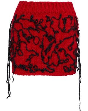 Sarah Regensburger Fire Chunky Knit Skirt - Red