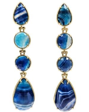 Farra Elegant Agate Dangle Earrings - Blue