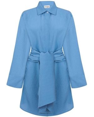 Thisisu Collection Verda Tie-Detail Shirt Dress – Striped - Blue