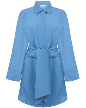 Thisisu Collection Verda Tie-Detail Shirt Dress – Striped - Blue