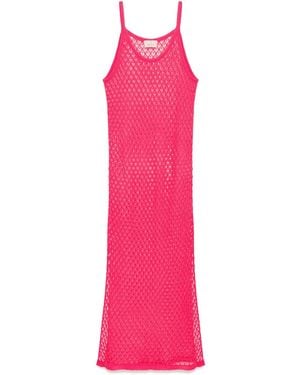 Peraluna Honeymoon Openwork Knit Beach Dress - Pink