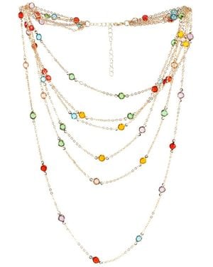 Saachi Glass Multi Layer Multi Necklace - White