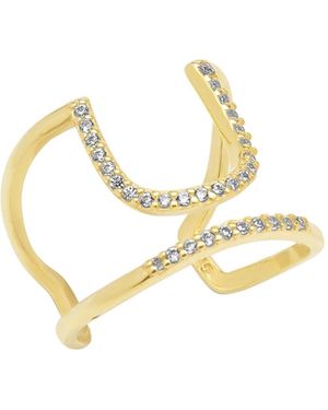 Spero London Sterling Open Cuff Pave Ring - Metallic