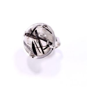 Mineralgems•Studio Tourmalinated Quartz Ring Fail - White