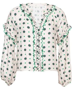 Rose & Nancy Joyce Cream Daisy Print Scallop Edge Blouse - White