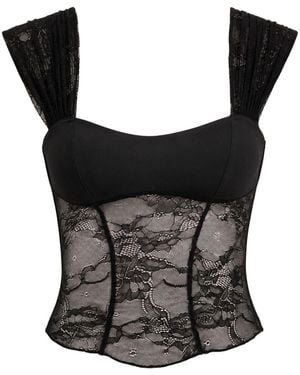 OW Collection Vilda Lace Top - Black