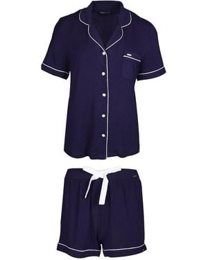 Pretty You London Bamboo Shirt Short Set - Blue