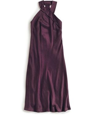 MIONÈ Halter Neck Silk Dress - Purple