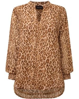 James Lakeland Camel Leopard Print Blouse - Natural