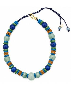 Lalinde Mediterranean Recycled Glass Necklace - Blue