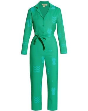 Wild Clouds Organic Cotton & Linen Jumpsuit - Green