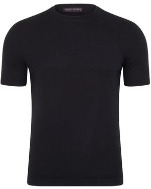 Paul James Knitwear Ultra Fine Cotton Eduardo Knitted Pocket T-Shirt - Black