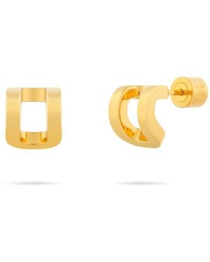 Meulien Curved Rectangle Stud Earrings - Metallic
