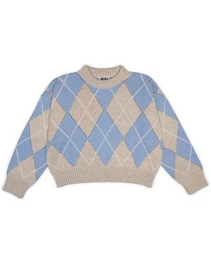 Gigi Knitwear Neutrals Annie Argyle Jumper - Blue