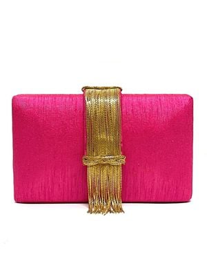 Simitri Cranberry Sauce Fringe Clutch - Pink