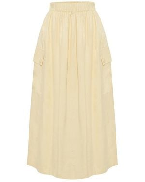 Exquise Elastic Waist Midi Skirt - White
