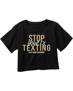 Rejected Hearts Club Stop Texting Your Ex Crop T Shirt - Black
