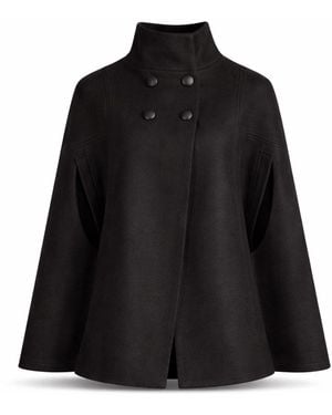 Nikka Place Wool Military Pea Coat With Front Buttons & High Neck - Black