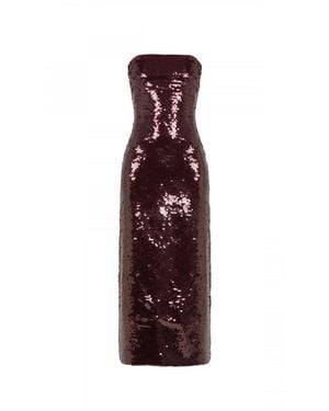 Avenue 8 Sequined Strapless Midi Dress - Red