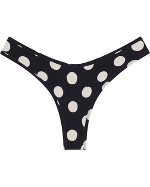Montce Polka Dot Lulu Zig-Zag Stitch Bikini Bottom - Black
