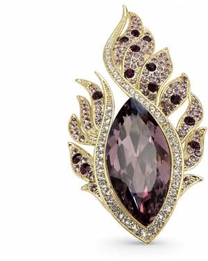 Angel Barocco Flame Leaf Crystal Brooch - Metallic