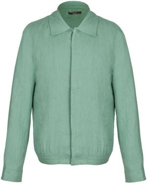 DAVID WEJ Hugo Linen Aviator Jacket - Green